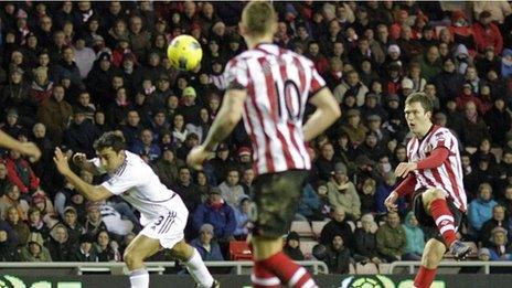 Craig Gardner adds Sunderland's second goal with a glorious volley