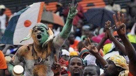 Fans celebrate after qualifying for the Cup of Nations (Sept 2011)