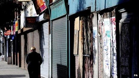 A row of empty shops
