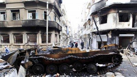 Damage on the streets of Homs (23 January)