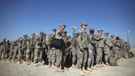 Soldiers from the 3rd Brigade, 1st Cavalry Division at Camp Virginia, Kuwait 20 December 2011.