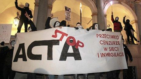 Acta protesters in Poland