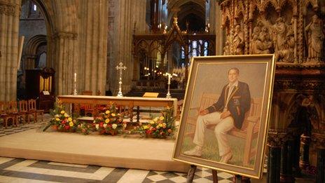 Painting of Basil D'Oliveira in Worcester Cathedral