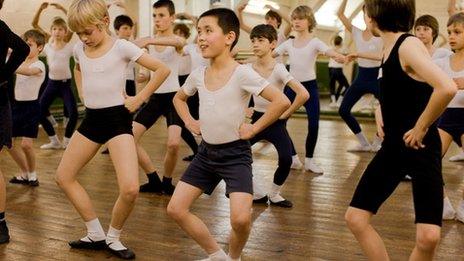 Boys' ballet class