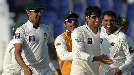 Pakistan celebrate victory in the second Test