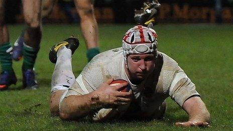 Thomas Waldrom scores Saxons's second try