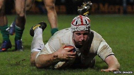 Thomas Waldrom scores Saxons's second try