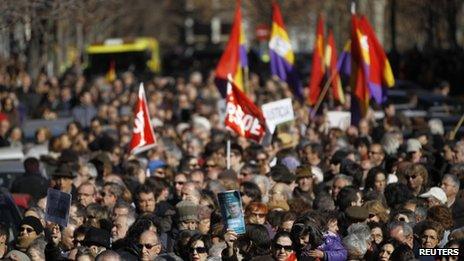 Demonstration in Madrid, Spain (29 Jan 2012)