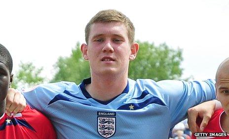 Jed Steer lines up for England's Under-17 team in 2009
