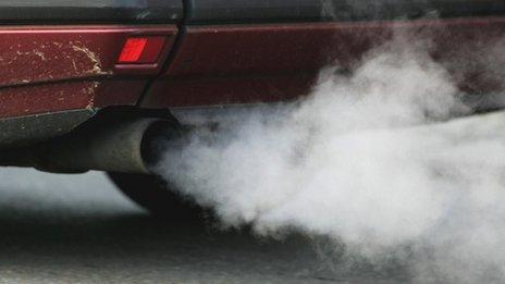 Fumes from a vehicle exhaust pipe