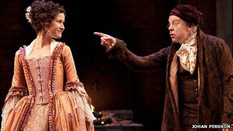 Katherine Kelly and Steve Pemberton in She Stoops to Conquer