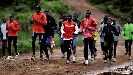 Distance runners training in Iten, Kenya