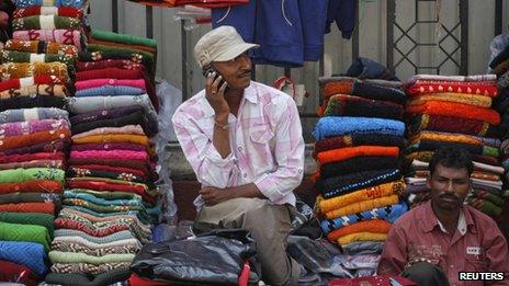 Indian man on a mobile (February 2012)