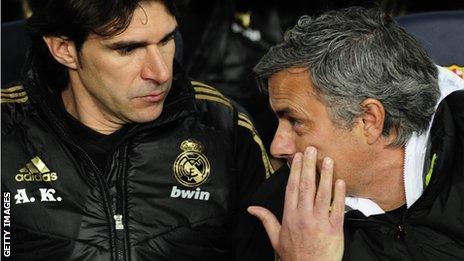 Jose Mourinho, right, with Real Madrid's assistant coach Aitor Karanka