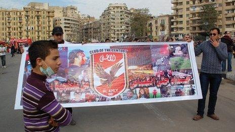 Al-Ahly club banner, Cairo (3 February)