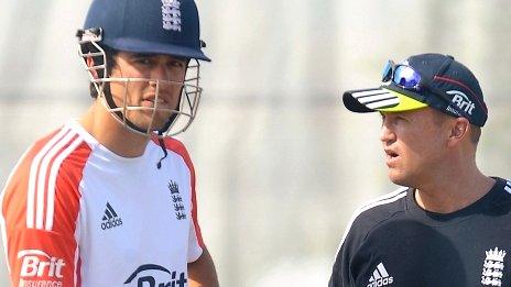 Alastair Cook (left) with England coach Andy Flower