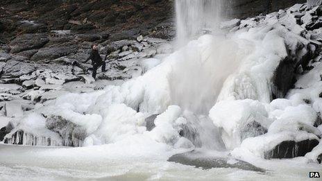 A frozen waterfall in Yorkshire