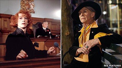 John Hurt as Quentin Crisp in (left) The Naked Civil Servant and (right) An Englishman in New York