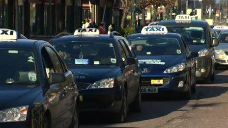 Taxis in Prestatyn on a go-slow in protest over changes to taxi-rank places