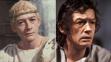 John Hurt (left) as Caligula and (right) Raskolnikov