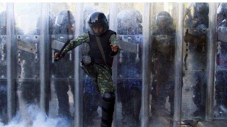 Security forces during recent protests in the Maldives