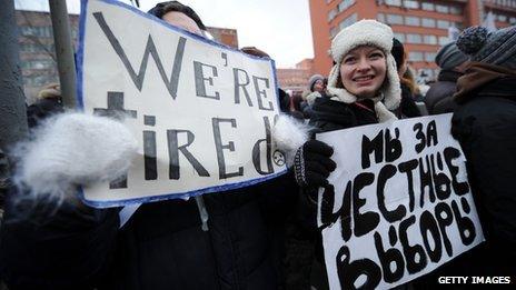 A Russian protester:"We're for honest elections"