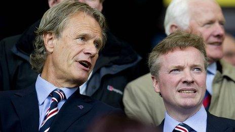 Former chairman Alastair Johnston and new club owner Craig Whyte