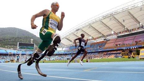 Oscar Pistorius competes at the IAAF World Championship in Daegu