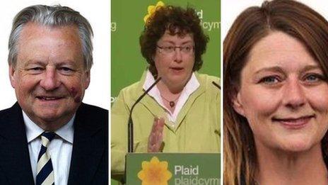 Plaid Cymru leadership candidates: L-R: Dafydd Elis-Thomas, Elin Jones, Leanne Wood