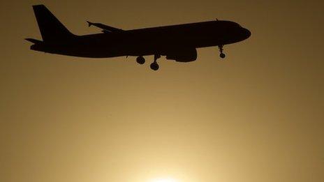 Plane landing in Beijing