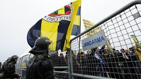 Fenerbahce fans outside the courthouse, 14 Feb 2012