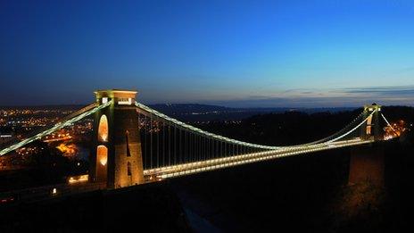 Clifton Suspension Bridge by night