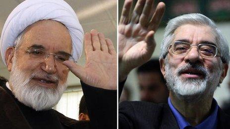 Mehdi Karroubi and Mir Hossein Mousavi (file)