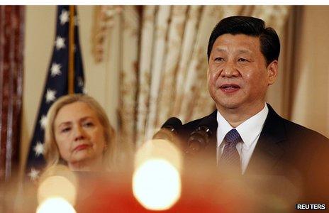 Xi Jinping at the state department with Hillary Clinton, 14 February 2012