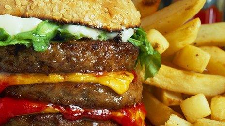 Hamburger and chips