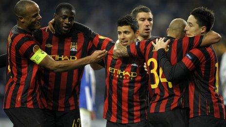 Manchester City celebrate their win over Porto