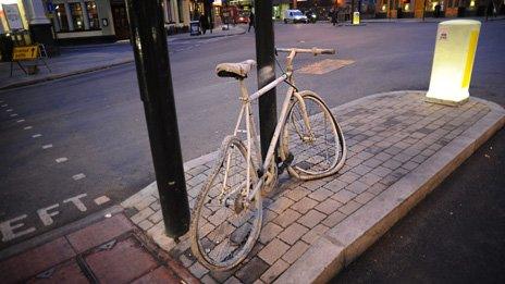 Ghost bikes, bicycles painted