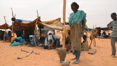 Malian refugee camp in Chinegodar, western Niger, close to the Malian border, on 4 February 2012