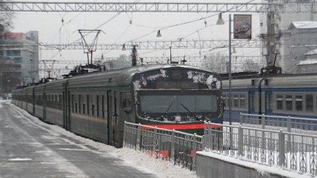 Russian elektrichka train at Kursky station, Moscow