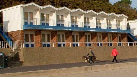 Two-tier beach huts in Poole