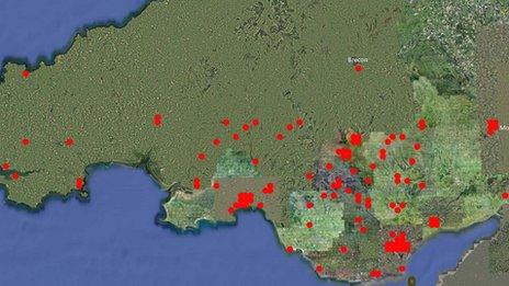 Map of all the theatre locations in south Wales