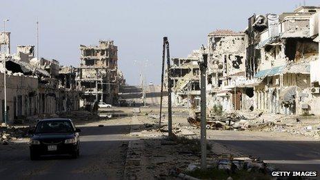 Destroyed buildings in Sirte