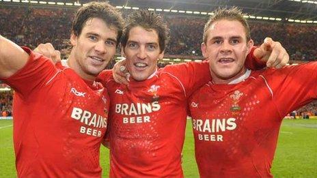 Mike Phillips, James Hook and Lee Byrne