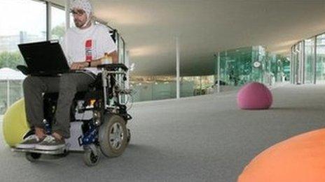 The prototype wheelchair in action