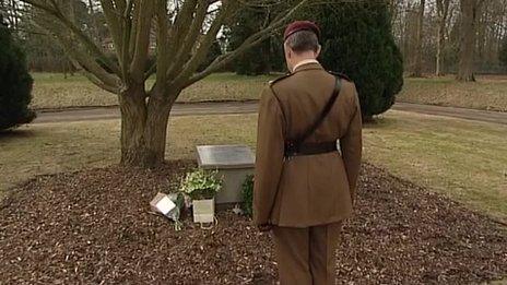 Major John Cracknell at memorial site