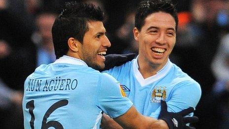 Sergio Aguero (left) and Samir Nasri