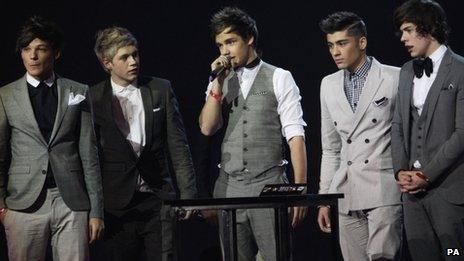 One Direction at Tuesday night's Brits