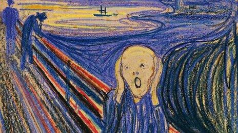 The Scream, dated 1895, by Munch - image courtesy of Sotheby's in New York NO REUSE