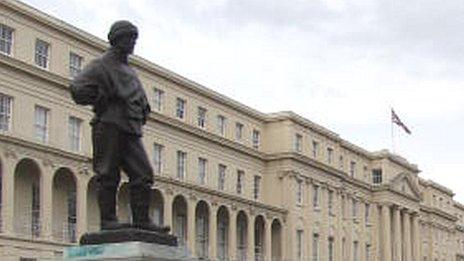 The statue of Dr Edward Wilson in Cheltenham town centre