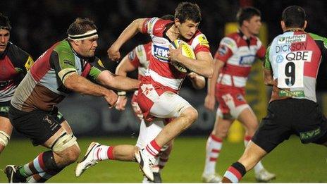 Jonny May breaks away for a fine individual try against Harlequins